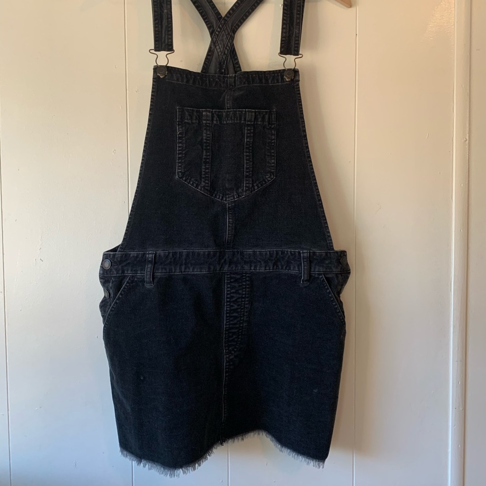 Black Corduroy Overall Skirt